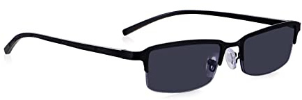 Read Optics 1.0 Lesesonnenbrille für Herren, Halbrahmen aus Metall, gebrauchsfertig, schwarz getönte Sonnenbrille, Federscharniere für bequemen Sitz. UV- und Sonnenschutz