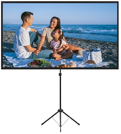 Beamer Leinwand mit Stativ, 100 Zoll Tragbar Projektor Leinwand, 16:9 HD leinwand für Beamer mit Tragetasche, für Indoor Heimkino, Outdoor