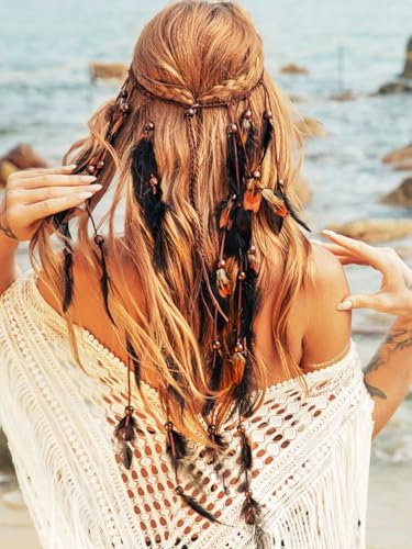 Yean Bohemian Feder Stirnband Indische Zigeuner Kopfschmuck Hippie Kopfbedeckung Haarschmuck