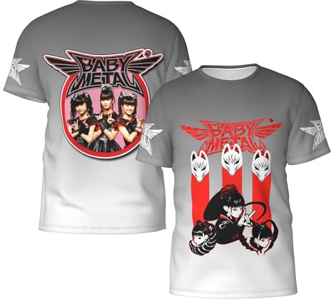 Babymetal Herren Rundhals T-Shirt Lässig Kurzarm Neuheit Schwarz Tshirts T Shirts Merch Tees Tops Für Männer Fans Geschenk Mens