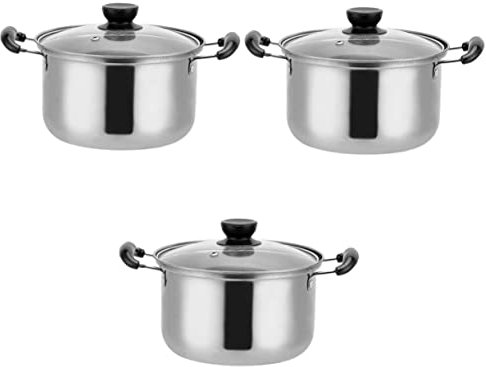 ZzzaNa 3-teiliges Kochtopf-Zubehör, köcheln lassen, for pfannenbeständige Milch, Ramen-Brühdeckel, Deckel, verdickte Nudeln, Induktionsplatte, heiß, klein, mit täglichem Doppelkochen im Haushalt, Supp