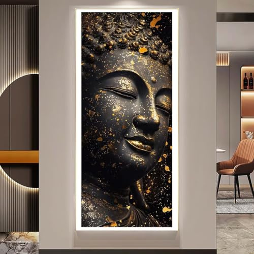Diamond Painting XXL Groß Diamant Painting Bilder Goldener Buddha Diamond Art Kits, DIY Basteln Erwachsene Malen Nach Zahlen Full Diamant Painting Zubehör Malerei Stickerei Set Home Wand Dekor Q178