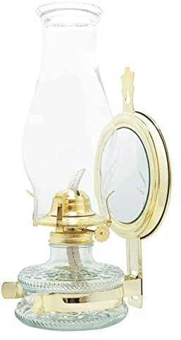 TiStm Lámpara de aceite Linterna Lámpara de aceite grande for interiores Linterna de queroseno de vidrio vintage de 30 cm con mecha Lámpara de parafina de huracán de montaje en pared antigua for decor