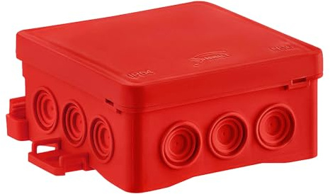 SIMET Anschlussdose FASTBOX&HOOK, halogenfrei, selbstverlöschend, UV-beständig, IP54, mit Einhängemöglichkeit HNS (red 85 x 85 x 40mm, 1 Stück)
