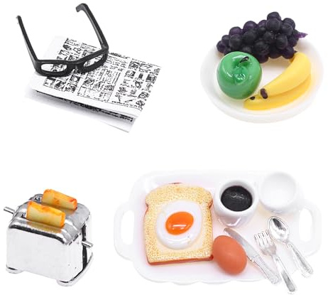 Sarini Ensemble de Grille-Pain Miniature pour Maison de poupée 1:12, Mini modèle Alimentaire en résine, Accessoires de gâteau pour la Cuisine, Jeu de Simulation, décor de Maison de poupée