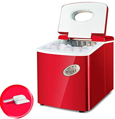 SmPinnaA Máquina para Hacer Hielo Pequeña, Máquina para Hacer Cubitos De Hielo Eléctrica Silenciosa, 3 Tamaños De Cubitos De Hielo, Tanque De 3L, Cesta para Cuchara De 18Kg Y 24H