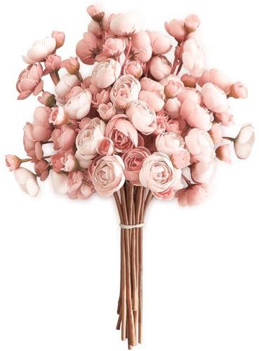 Floroom Ranunculus Artificial Flowers 18 Pcs Dusty Rose Faux Silk Mini Ranunculus Bulk Fake Wedding Filler Flowers for DIY Bouquets, Centerpieces, Bridal Shower Decorations & Arrangements