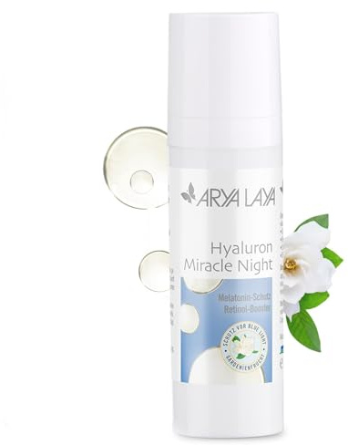 ARYA LAYA Hyaluron Miracle Night, 30 ml | Feuchtigkeits-Serum mit Hyaluron, weniger Fältchen & verfeinerte Poren, Retinol-Booster, Melatonin-Schutz vor Blue Light
