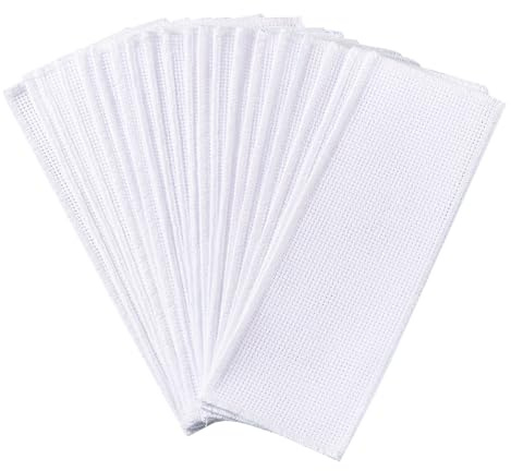 arricraft 20 Stück Blankes Kreuzstich Lesezeichen Lesezeichen Aus Baumwollstoff Kreuzstich Mit Stickrand Rechteckige Stickerei DIY Lesezeichen Für Kreuzstichprojekte 2.7x7.4cm