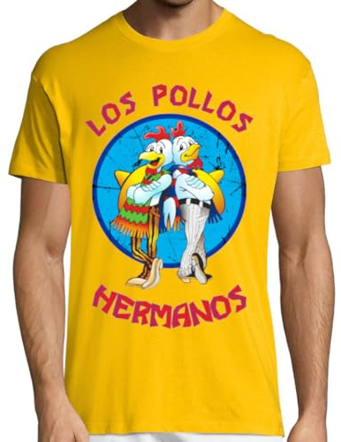 KMF T-SHIRT | Camiseta Hombre, algodón 150g | Manga Corta, Cuello Redondo, Estilo Moderno, Suave y Resistente, para Uso Diario | Diseño Los Pollos Hermanos