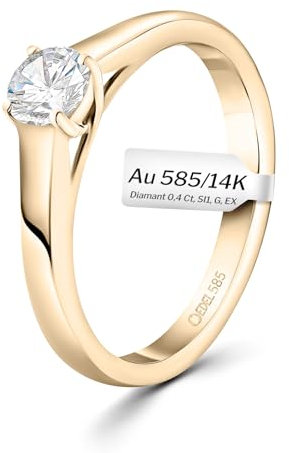 EDELIND Diamant Verlobungsring Damen Gold 585 - Diamantring 0.4 Ct GIA-zertifiziert aus Gelbgold - Ringgröße 56 (17.8) - mit Geschenkbox - Symbol der Liebe