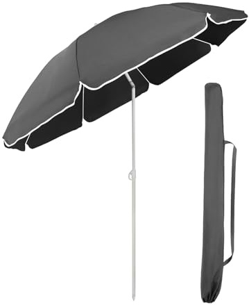 Sekey Parasol de Jardin 160 cm GRS Certifié – Réglable en Hauteur & Inclinaison, UPF50+ avec Polyester Recyclé Imperméable & 8 Baleines Antivents