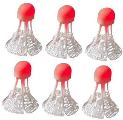 kowaku 6 Stück Badminton-Federbälle mit LED-Beleuchtung, Federbälle mit Licht, stabil, Winddicht, Badminton für Spieler Aller Niveaus, Hof, Strände, Rot