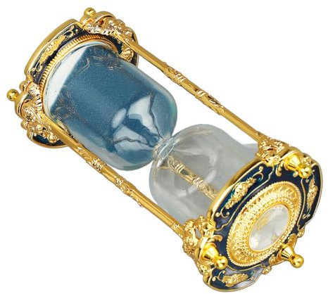 Orologio con sabbia in metallo, 15 minuti, clessidra, timer vintage, decorazione per ufficio (blu)