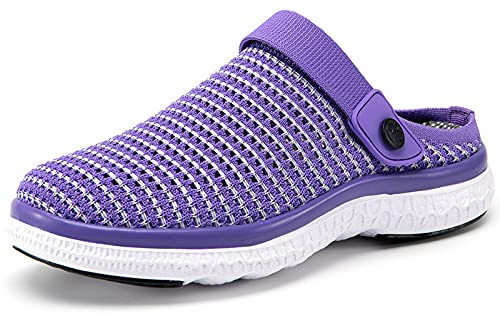 Träskor Sabot Män Kvinnor Strand Trädgård Tofflor Mesh Andningsbara Clogs Strandskor Sommar Sandaler Halkfria Platta Tofflor, Lila B, 39 EU