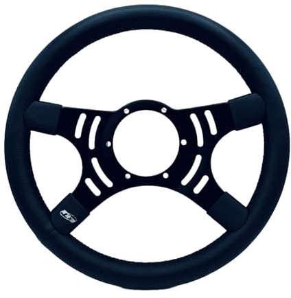 Mountney Traditional 14 4 Spoke Semi-Dished Black Leather Steering Wheel With Black Centre