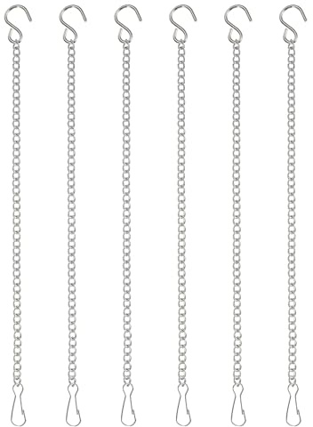 PATIKIL Cadenas Colgantes Con Gancho En S, 6 Pcs Soporte Para Plantas Para Comederos De Aves Macetas Faroles Campanas De Viento Pizarras Y Decoraciones, Plateado