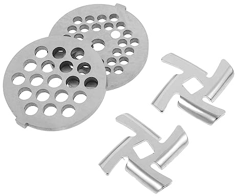 Plaque de Découpe 4 Pièces pour Argenté Hachoir à Viande Électrique | Acier Inoxydable, Alliage de Titane, Pièce de Rechange, Installation Facile, pour Viande, Fruits et Légumes