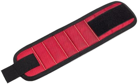 Magnetisches Armband zum Halten von Schrauben, Nägeln, Bohrerbits, tragbarem Magnetschraubenhalter, einstellbarem Riemen, wesentliches Werkzeug zur Verbesserung der ﻿ (Rot)