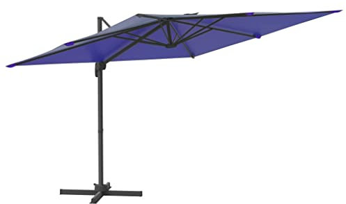 Garden parasols Azure Blue LED Cantilever Umbrella Rectangular Parasol with Adjustable Tilting Design, UV-Resistant Polyester Canopy, Solar-ed Lights, and Crank Mechanism - Size: 400x300 cm Outdoor