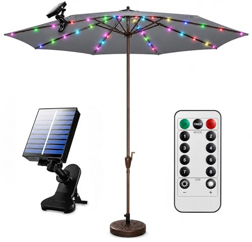 Lumières Solaires De Parapluie, Lumières De Parasol De Patio, 104 Led, 8 Modes, Éclairage De Parasol Solaire Avec Télécommande, Solaire Lampes Pour Parasol, Patio Umbrella String Lights