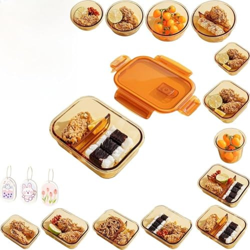 Contenitori in vetro con coperchio a scatto, ciotole in vetro trasparente resistenti al calore e al freddo, per insalata e frutta, adatti a microonde, forno, congelatore e lavastoviglie, per la