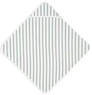 Jollein Kapuzenhandtuch Baby - Stripe Terry, Sea Green - 100% Baumwolle - 75x75cm - GOTS-Zertifziert - Frottee - Babyhandtuch mit Kapuze für Mädchen und Jungen