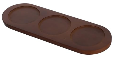 POPETPOP Dessous de Verre en Bois 3 Emplacements Plateau en Bois Naturel Porte-gobelet Créatif Bar et Ktv Usage Polyvalent Plateau Service Boissons Couleur Aléatoire