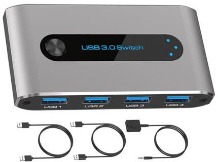 MHADBKH Commutateur USB 2 entrées 4 sorties pour un partage de périphériques entre deux ordinateurs Commutation USB pour clavier, souris, PC