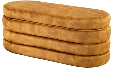 Riess Ambiente Extravagante Polsterbank Vogue - 115cm - senfgelb - Samt Sitzbank mit Stauraum modern Schlafzimmer Flur