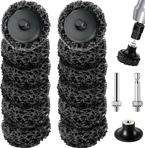 NUTKIT 12PCS Strip Discs, 50mm Stripping Discs for Angle Grinder(Black) | Paint Stripper Metal Disc Set with 1Pallet&6 corner bars, Grinding Cleaning Metal discs for Remover Paint Coat Rust Oxidation