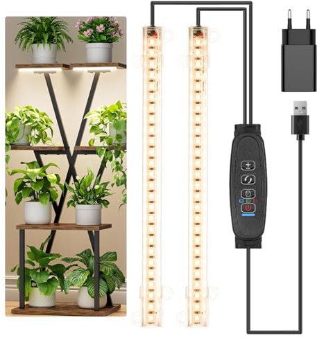 22CM LED-Wachstumslicht für Zimmerpflanzen, Vollspektrum 3500 K, 52 LEDs Pflanzenlicht mit 3/9/12-Stunden-Timer, 10 dimmbare Stufen für Sukkulenten-Setzlinge und Pflanzenregal