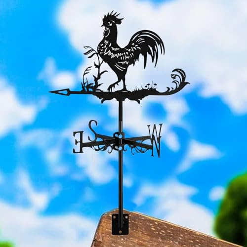 Weather Vane Rooster Shape Iron Weathervane Roof Mount Weather Vane Outdoor Scene Rustic Chicken Garden for Shed Garden Yard Patio Decor