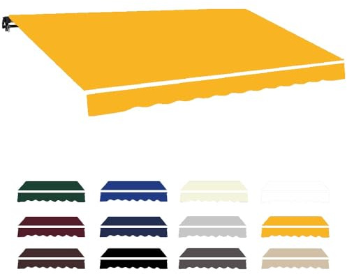 Waterproof Retractable Awning Fabric Replacement, 300x250cm & 250x200cm, Yellow, Ideal for Balcony & Patio, Durable Canopy Cover for Joint Arm Awnings, UV Resistant