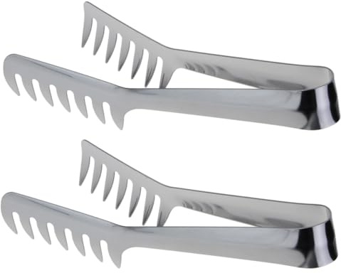 LOORGVEL 2 pièces Pinces Cuisine Acier Inoxydable Pince Spaghetti Italienne Ergonomique pour Pâtes Salade et Viande Résistante Chaleur Usage Quotidien et Réception
