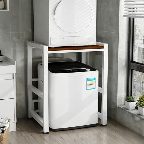 Meuble Machine à Laver et Seche Linge, Superposition Lave Linge Seche Linge, 3 Hauteurs Réglables, pour Buanderie Salon Salle De Bain Cuisine Balcon(Flip Model - White b)