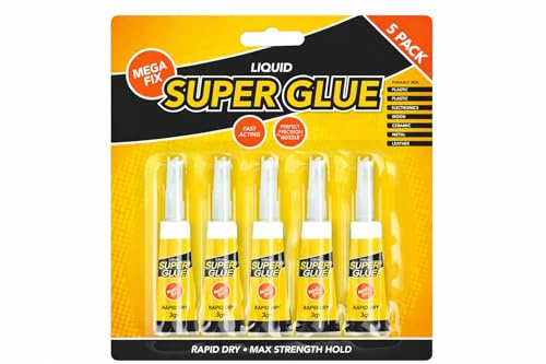 Super Glue Strong Extra Fast Drying Glue Instant Industrial Strength Adhesive Quick Drying Metal Wood Ceramic Rubber Leather Glass Plastic Liquid All Purpose Diy Crafts Glue 3 Gram (5pcs)