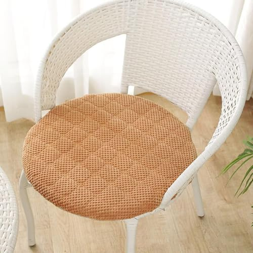 Stuhlkissen Rund 40 cm 4er Set, Weiche Cordstoff Sitzkissen Stuhl, Waschbar Gartenstuhlauflagen Sitzpolster mit Reißverschluss, Stuhlauflage für Indoor Esszimmer Küche Outdoor Garten, Khaki