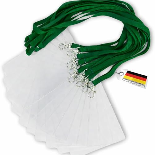 Twist4® Schlüsselbänder aus Baumwolle mit Ausweishülle DIN A6 (grün, 10 Stück)