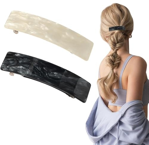 2 Pezzi Fermagli per Capelli Eleganti da Donna, piccolo francese fermaglio, Fermagli per Capelli Bambina, Accessori per Capelli Donna, Design Rettangolare, Fermagli Automatici per Capelli Spessi