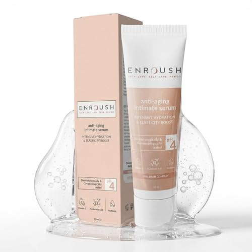 ENROUSH Intimate Anti-Aging Serum for Women - Intimate Moisturiser w/Hyaluronic Acid, Centella Asiatica, Vitamin E & Probiotics for pH Balance & Collagen Boost, Clinically Tested for Elasticity, 30ml