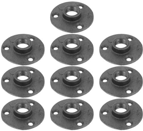 iplusmile 10 Pezzi Flangia in Ferro Nero per Mobili Base Fissa a Tre Fori, Design Creativo e Finitura Artigianale, per Gambe di Tavoli e Realizzazione di Mobili