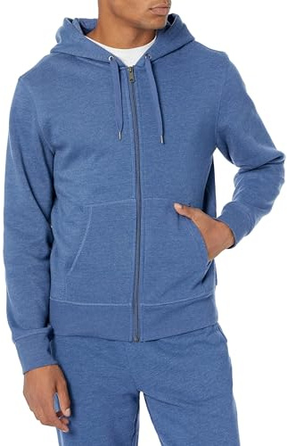 Amazon Essentials Men's Full-zip Hooded Fleece Sweatshirt Sweatshirt, Blue (blue heather), Medium