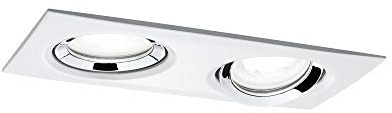 Paulmann 936.76 Einbauleuchte LED Nova Plus eckig 1x 2x6W GU10 Weiß matt, Chrom schwenkbar dimmbar IP44 spritzwassergeschützt