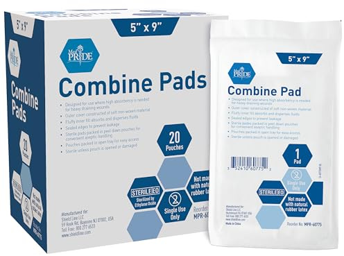 MED PRIDE Nonstick Sterile Abd Combine Pads 5x9 in Extra Absorbent Surgical Dressing for Heavy Leakage (40 Count)