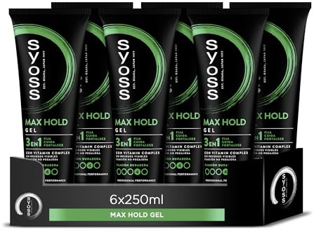 Gel Max Hold, 6uds de 250ml (1.500ml), Sin siliconas, 48h de peinado bajo control, Efecto mojado, Cabello como recién salido de la peluquería