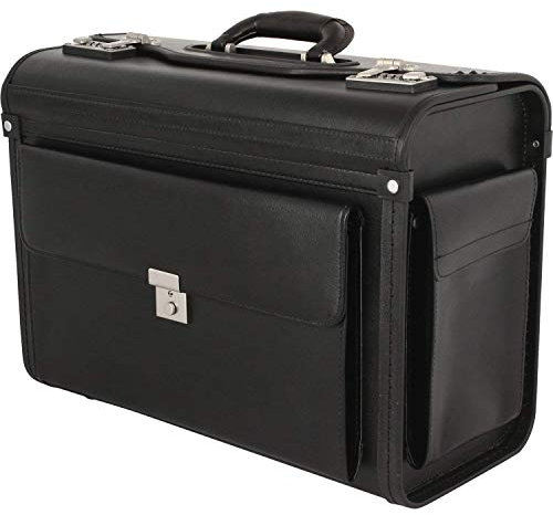 Aktenkoffer Pilotenkoffer Laptop Koffer Lederfaserstoff Schwarz 46 Bowatex