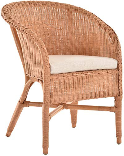 Korb-Outlet Klassischer Rattan Club-Sessel inkl. Polster Beige Rattansessel Flechtsessel (Terracotta)