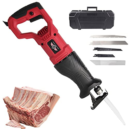 Knochensäge Elektrisch 900W/1300W Fleischsäge Metzger, Fleischersäge Gefriergutsäge für Knochen Schneiden Speck, Motor Aus Reinem Kupfer, Rutschfester Griff Red-900W
