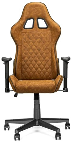 Ranqer Felix Office Gaming Stuhl Ergonomisch Mit 2D Armlehnen, Höhenverstellbar, PU Leder, Rückenlehne 90–180°, Kopf- & Lendenkissen, Hohe Rückenlehne Für Große Personen, Belastbar Bis 150kg, Braun